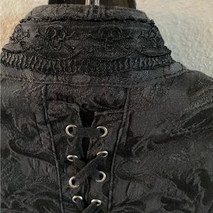 Vintage “Daang Goodman” Tripp NYC Brocade Corset, Hook & Zipper Jacket Grunge L
